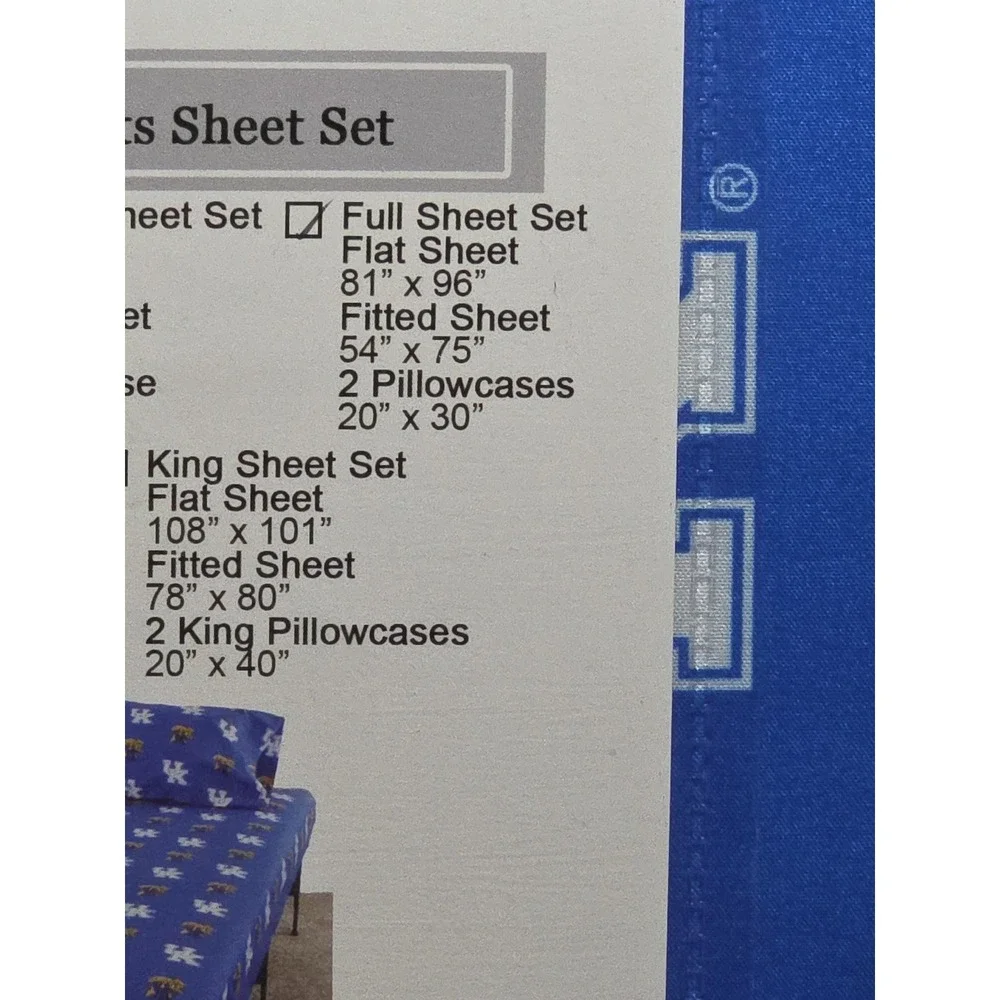 Kentucky Wildcats College Covers Full Bed Set Sheets With‎ Matching Pillow Cases